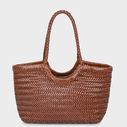 French Woven Leather Basket Bag / Sac Panier Cuir Tressé Français