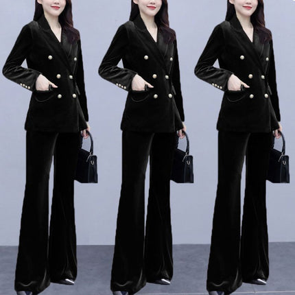 Suit Coat Autumn New Arrival Slim-fit Fashionable Elegant Horn Pants Business Suit Golden Velvet Suit suit Women