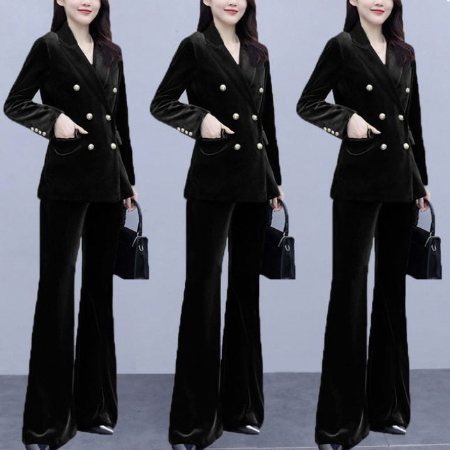Suit Coat Autumn New Arrival Slim-fit Fashionable Elegant Horn Pants Business Suit Golden Velvet Suit suit Women