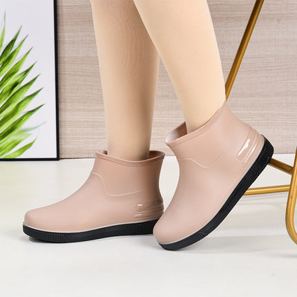Short Rain Boots Women's Fashionable Outer Wearing Water Shoes Short Rain Boots Low-top fleece-lined Low-barrel overshoes Anti-slip Cross-border Wholesale