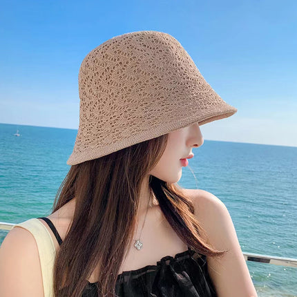 Japanese sweet new sunscreen sun hat women's summer hollow breathable sun hat small brim face small straw hat wholesale