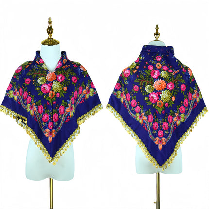 Amazon Cross-border New Gorgeous Golden Sequins Advanced Scarf Double-sided Warm Windproof Multifunctional Triangle Towel