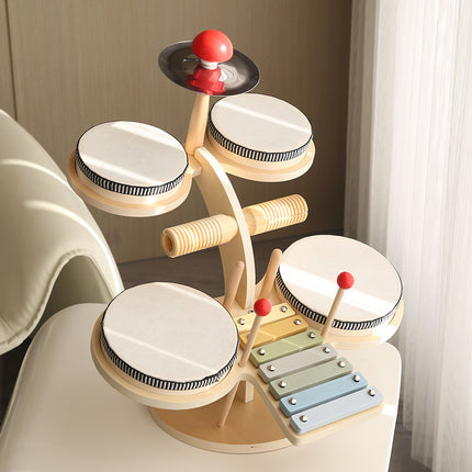 Cross-Border Wooden Orff Children's Educational Music Toys Musical Instruments Percussion Drumming Baby Hand Drum Gift Wholesale