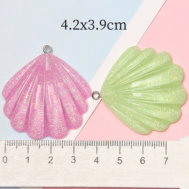 Artificial shell pendant resin transparent glitter shell cross-border hot shell necklace pendant diy accessories