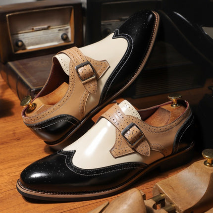 Spring and Summer Men's Business Formal Casual Leather Shoes Brogue Carved Leather Shoes Large Size Fashionable Versatile Men's Shoes 503