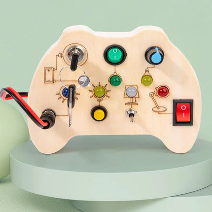 Children's Montessori Early Education Simulation Driving Steering Wheel Digital Switch Light Sound Busy Board Science and Education Aids Educational Toys