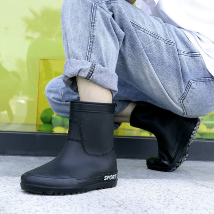 Cross-Border Fashion Popular Men's Rain Boots Mid-Tube Water Shoes Kitchen Takeaway Rain Boots Foreign Trade Fishing Waterproof Rubber Shoes Dropshipping