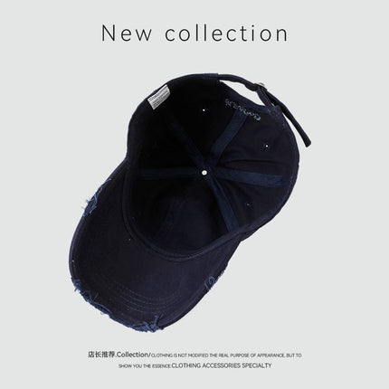 Korean-style Hole Embroidered Letter Baseball Cap Women's Summer Outdoor Sun Protection Showing Face Small Wide Brim Soft Top Sunshade Hat