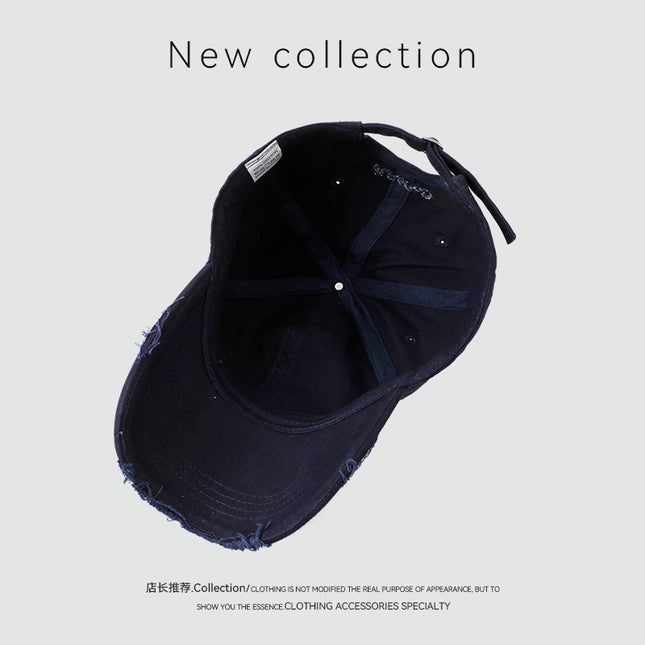 Korean-style Hole Embroidered Letter Baseball Cap Women's Summer Outdoor Sun Protection Showing Face Small Wide Brim Soft Top Sunshade Hat