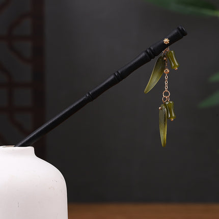 Antique Hairpin Tassel Step Wooden Hairpin Imitation Ebony Headwear Disc Hair Han Clothes Accessories Hair-pulled Ancient Clothes Hair Women