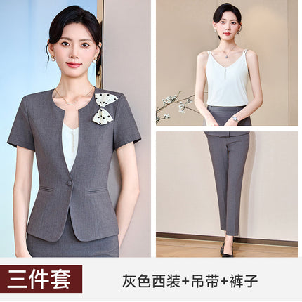 Stewardess Professional suit Women's Summer Suit Dress Dress Female Teacher Sales Department Hotel Front Desk Work Clothes Uniform