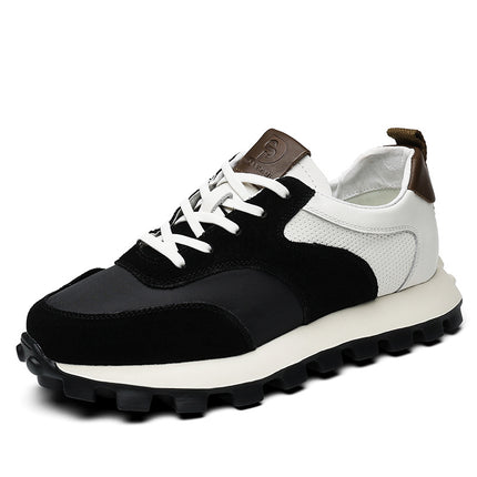 Shoes Men's Trendy Shoes New Men's Shoes Thick-Soled Lightweight Sports and Casual Shoes Leather Matching Cloth Forrest Gump Shoes Contrast Color Sneakers Wholesale