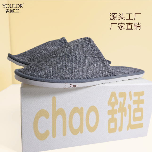 Linen Set Bottom Disposable Slippers Star Hotel Homestay Beauty Salon Cotton and Linen Slippers Thickened Comfortable Boutique Slippers