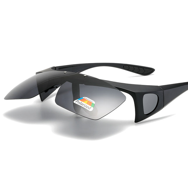 Cross-Border Trendy New Flip-Top Myopia Set Men's Cycling Sunglasses Driving Glasses Color-Changing Polarized Sunglasses