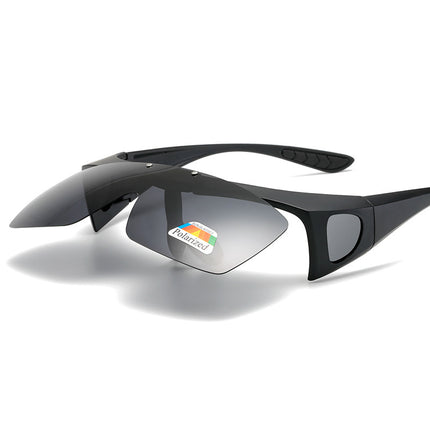 Cross-Border Trendy New Flip-Top Myopia Set Men's Cycling Sunglasses Driving Glasses Color-Changing Polarized Sunglasses