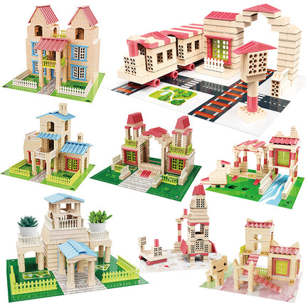 Cross-border New Products Mason Brick Building Mini Brick Hand-assembled Building House Villa Model Toys