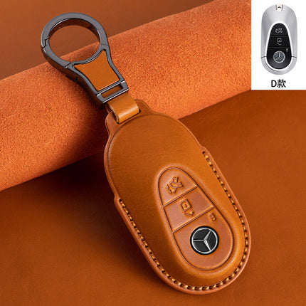 Suitable for Mercedes-Benz GLEGLAC200L c260L E300L first layer vegetable tanned leather leather key cover E-class S-class c