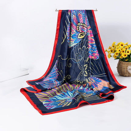 Silk Scarf Women's Summer Korean-style All-match Large Square Silk Hand Scarf Women's Spring and Autumn Shawl Long Sunscreen Beach Towel