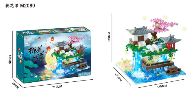 Chinese Style Blocks Compatible Lego Blocks Peach Blossom Pool Building Micro Particles Difficulty DIY Handmade Gift Toys