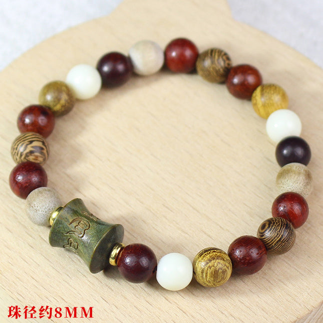 Multi-treasure beads bracelet luminous bamboo bead bracelet women's literary and artistic small fresh jewelry ebony sandalwood green sandalwood rosewood