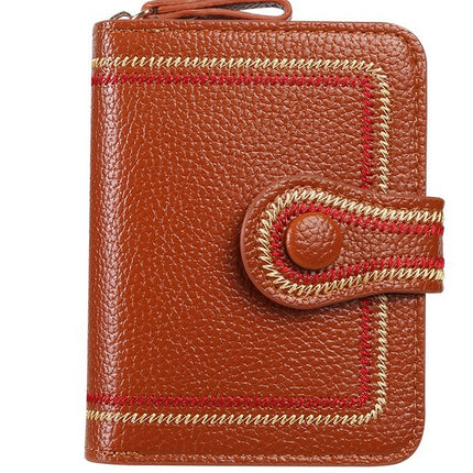 European and American Simple Wallet Women's Short Retro Hong Kong Style All-match Large Capacity Multi-card Zipper Change Card Bag All-in-one Bag