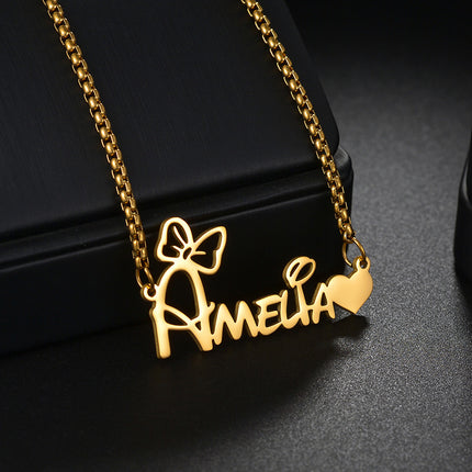 European and American Cross-Border New Product Vacuum Electroplating 18K Gold Necklace Fashionable DIY Name English Letter Jewelry Drop Shipping