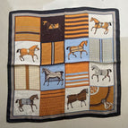 Pony black edge silk scarf square scarf