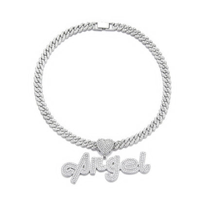 Foreign trade Europe and the United States new full diamond letters ANGEL ANGEL pendant grass font name hip-hop necklace jewelry