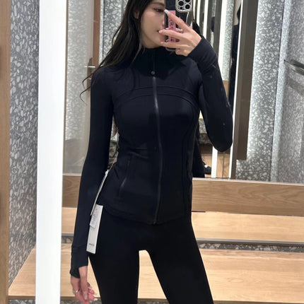 LULU Original Standard DF Yoga Suit suit Women's Top Long Sleeve Jacket Slim-fit Elastic Quick-drying Cropped Pants Fitness Running
