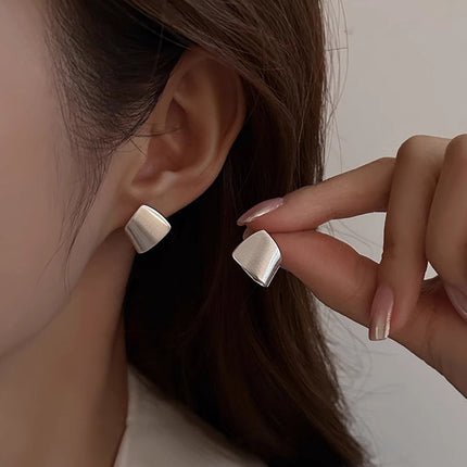Niche Design Aesthetic Minimalist Metal Stud Earrings for Women 2026 New Popular Style Personality Earrings Internet Celebrity Ear Accessories