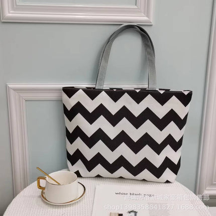 Korean Style Simple Cartoon Canvas Bag for Women, Cross-Border Large-Capacity Commuting Versatile Shoulder Tote Bag for Women