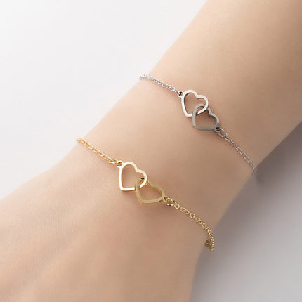 Simple Mini Love Bracelet Women's Fashionable All-match Ins Korean Style Stainless Steel Niche Design Peach Heart Bracelet