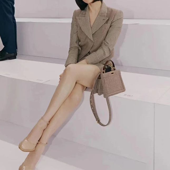 Celebrity-Inspired Design Plaid Patchwork Short Skirt Pants for Women, New Spring and Autumn Style, Unique Mini Skirt, Trendy Slim Fit