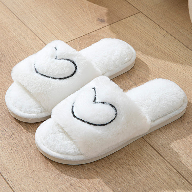 Cross-border Mao Mao Open One-word Open Toe TPR Men and Women Couple Indoor and Outdoor Home Cotton Slippers Four Seasons Wool Slippers