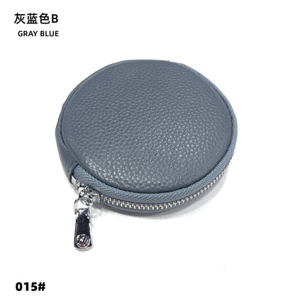 Mini Round Genuine Leather Small Coin Purse Bag Mother's Cowhide Women's Small Children's Zipper Key Coin Earphone Bag