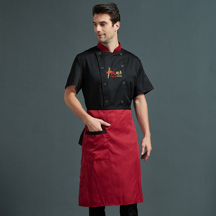 Chef Work Clothes Long-Sleeved Autumn and Winter Suit Men's Hotel Kitchen Clothes Large Size Catering Canteen Chef Clothes Short-Sleeved