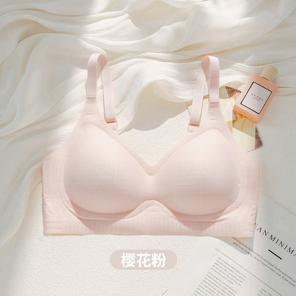 Summer Breathable Large Size Underwear Anti-Sagging Thin Push-Up Jelly Underwear Upper Support Breast Fixed Cup Women's Bra