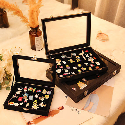 Flip Badge Storage Box Transparent Dustproof Earrings Earrings Jewelry Box Medal Brooch Commemorative Coin Storage Box
