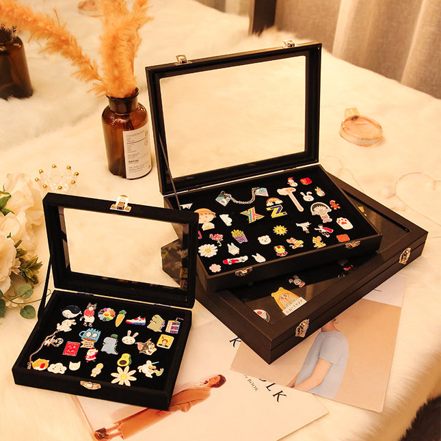 Flip Badge Storage Box Transparent Dustproof Earrings Earrings Jewelry Box Medal Brooch Commemorative Coin Storage Box