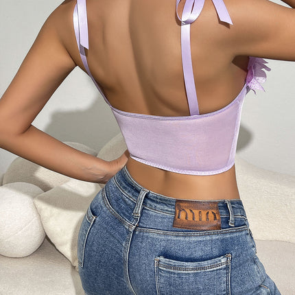 Amazon New Hot Flower Cross-border European and American Women's Spice Fish Bone Corset Sexy Tube Top