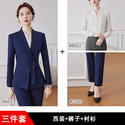 High-end professional suit suit women's long-sleeved jewelry gold shop elegant slim suit formal wear front desk manager work clothes