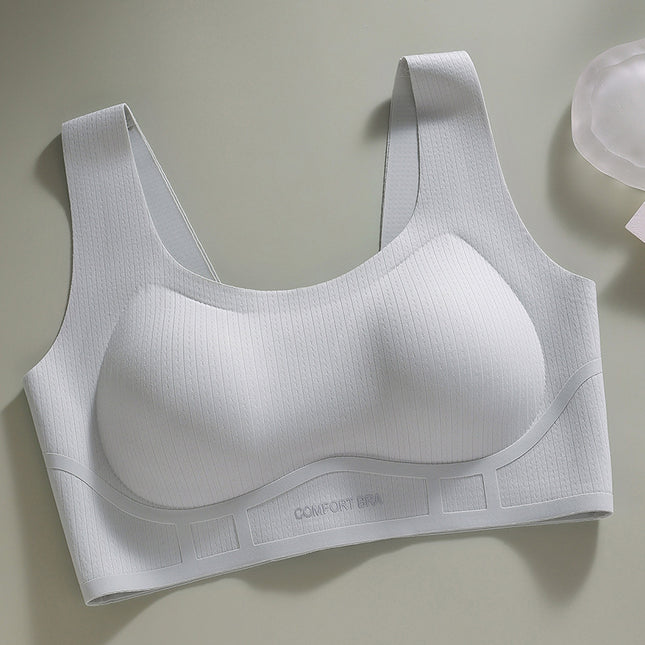 Striped Jelly Glue Underwear for Women with Wide Shoulder Straps, Nude Feeling, Anti-Sagging, Breast-Retracting Bra, Push-Up, No Rims, Can Be Shipped on Behalf of Others