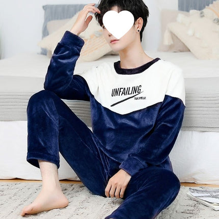 Carefully Selected Men's Winter Pajamas, Fleece-Lined and Thickeneded Suit, Flannel, Warm and Wearable, Cartoon Cute Men's Winter Home