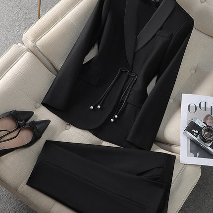 Cross-Border Professional Suit Set for Women, New Style, Elegant, New Chinese Style Small Suit Jacket, Workwear, Formal Attire, Front Desk Work Uniform