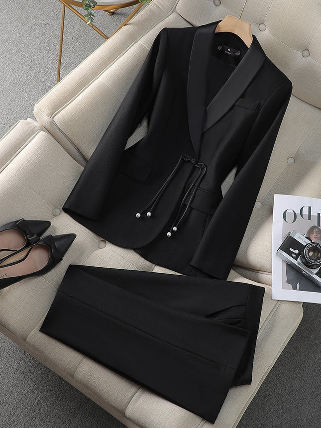 Cross-Border Professional Suit Set for Women, New Style, Elegant, New Chinese Style Small Suit Jacket, Workwear, Formal Attire, Front Desk Work Uniform