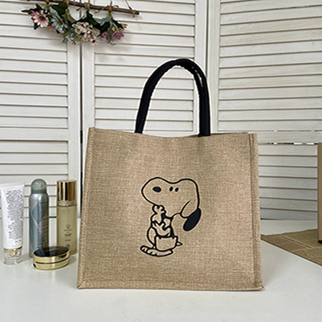 Linen Tote Bag New Fashion Commuter Large Capacity Tote Bag Mummy Going Out Carrying Bag Student Mend-up Bag