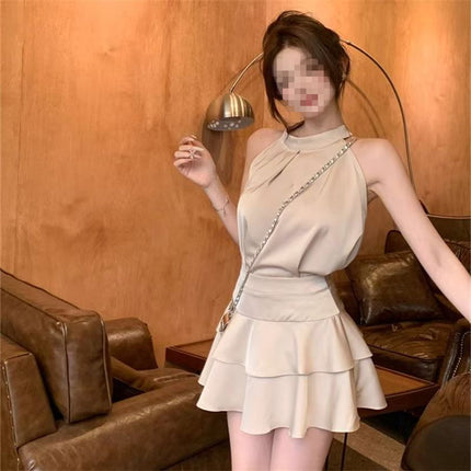 Summer Palace-Style Dress Suit for Women, Sweet and Spicy Pure Lust Top, Ruffled Skirt Two-Piece Set