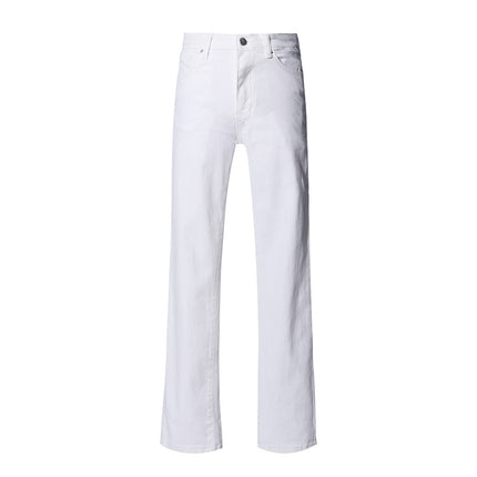 Simple Casual Style Fashionable Low Waist Straight Jeans Women's 2025 Spring Stretch Slim-fit Slimming White Trousers