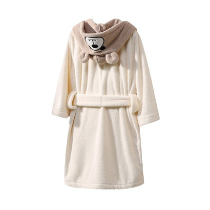 Children's Hooded Cloak New Coral Velvet Cartoon Bear Embroidery Wearable Bathrobe Baby Nightgown Bath Towel Wholesale