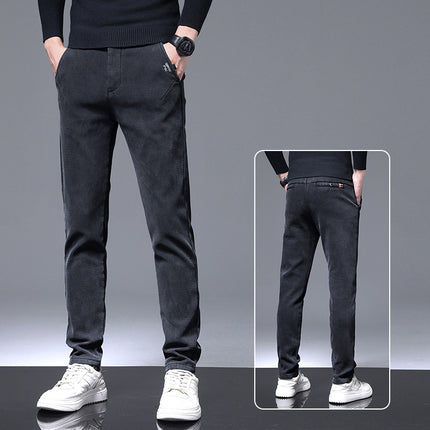 Men's Stretch Scrub Plaid Casual Pants for Men and Youth Hong Kong-style Slim-fit Slim Hip Leggings All-match Sports Pants
